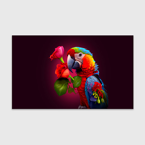 Бумага для упаковки Попугай ара с цветами / 3D-принт – фото 1