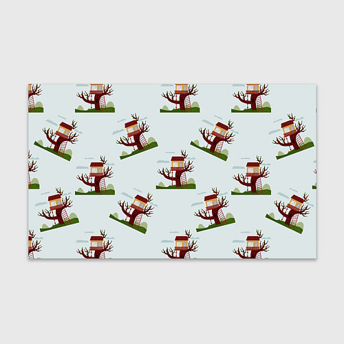 Бумага для упаковки Домик на дереве, дуб на фоне облаков / 3D-принт – фото 1