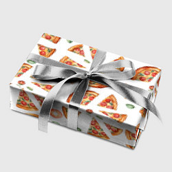 Бумага для упаковки Кусочки пиццы - паттерн на белом, цвет: 3D-принт — фото 2