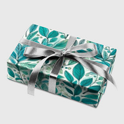 Бумага для упаковки Нежные акварельные листья, голубые и зеленые, цвет: 3D-принт — фото 2