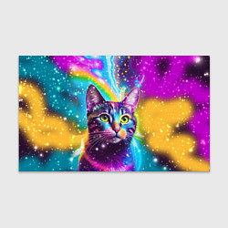 Бумага для упаковки Полосатый кот с разноцветной звездной туманностью, цвет: 3D-принт