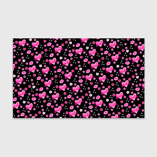 Бумага для упаковки Черный фон, барби и цветы / 3D-принт – фото 1