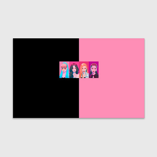 Бумага для упаковки Группа Black pink на черно-розовом фоне / 3D-принт – фото 1