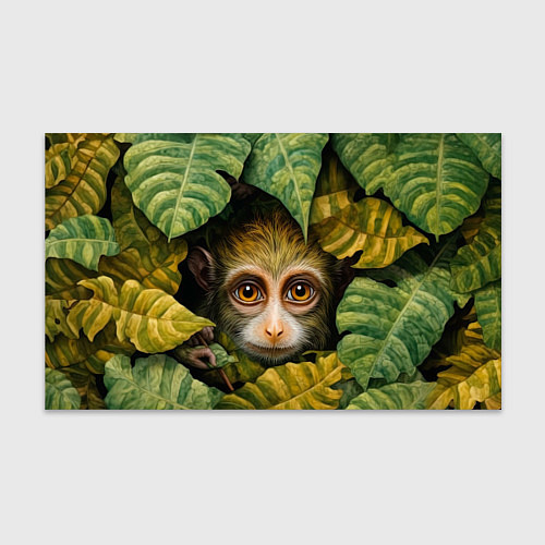 Бумага для упаковки Маленькая обезьянка в листьях / 3D-принт – фото 1