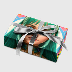 Бумага для упаковки Девушка с зелёными волосами и рожками, цвет: 3D-принт — фото 2