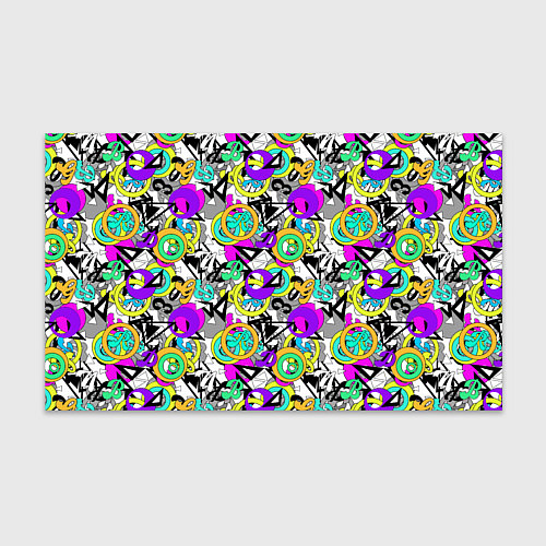 Бумага для упаковки Разноцветный узор с буквами и абстрактными фигурам / 3D-принт – фото 1