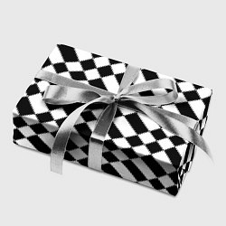 Бумага для упаковки Шахматка искажённая чёрно-белая, цвет: 3D-принт — фото 2