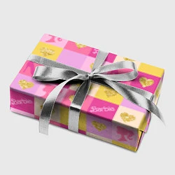 Бумага для упаковки Барби: желтые и розовые квадраты паттерн, цвет: 3D-принт — фото 2