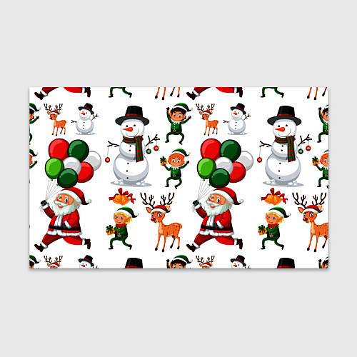 Бумага для упаковки Зимний праздник - деды морозы гномы олени / 3D-принт – фото 1