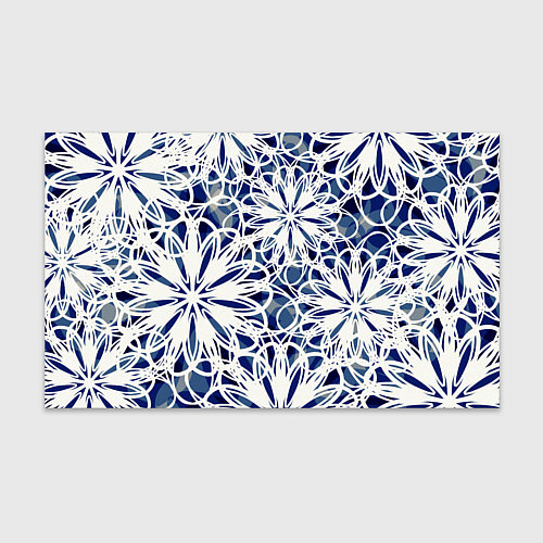 Бумага для упаковки Стилизованные цветы абстракция синее-белый / 3D-принт – фото 1
