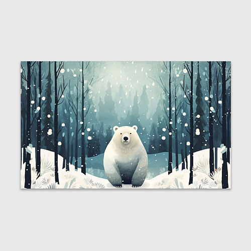 Бумага для упаковки Мишка в зимнем лесу в стиле фолк-арт / 3D-принт – фото 1