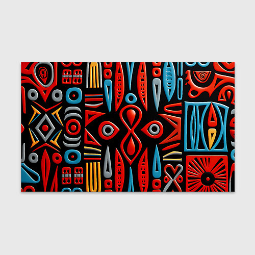 Бумага для упаковки Красно-синий узор в африканском стиле / 3D-принт – фото 1
