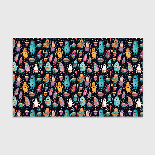 Бумага для упаковки Весёлые монстры на вечеринке / 3D-принт – фото 1