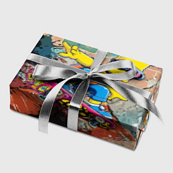 Бумага для упаковки Барт Симпсон на скейтборде на фоне стены с граффит, цвет: 3D-принт — фото 2