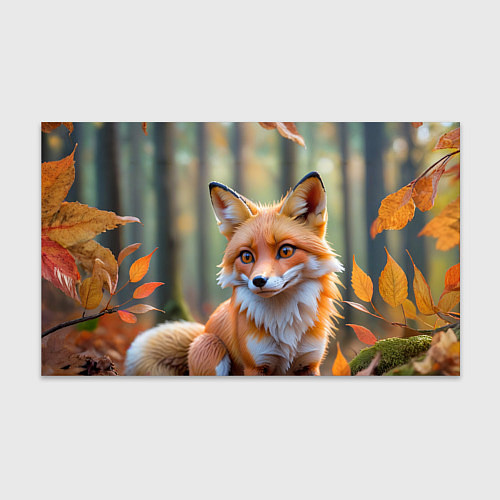 Бумага для упаковки Портрет лисы в осеннем лесу / 3D-принт – фото 1