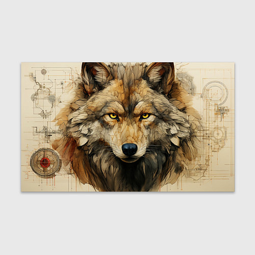 Бумага для упаковки Волк в стиле диаграмм Давинчи / 3D-принт – фото 1
