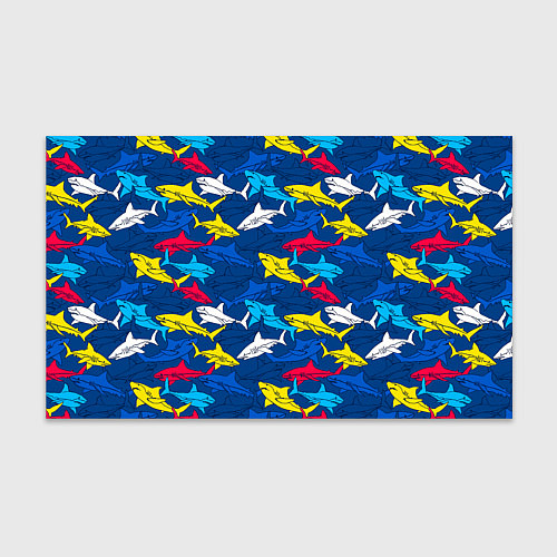 Бумага для упаковки Разноцветные акулы на глубине / 3D-принт – фото 1