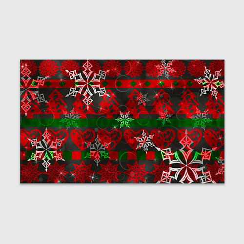 Бумага для упаковки Рождественские узоры ёлки и снежинки / 3D-принт – фото 1