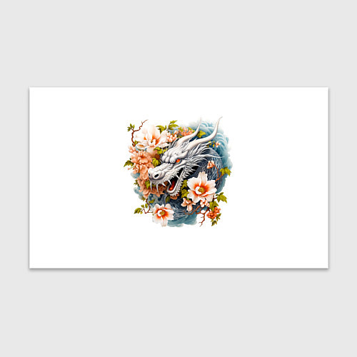 Бумага для упаковки Китайский дракон в цветах сакуры / 3D-принт – фото 1