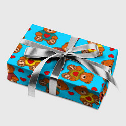 Бумага для упаковки Мишки в цветных свитерах и сердечки, цвет: 3D-принт — фото 2