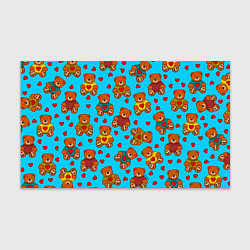 Бумага для упаковки Мишки в цветных свитерах и сердечки, цвет: 3D-принт