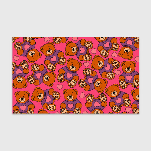 Бумага для упаковки Мишки игрушки в розовых свитерах и сердечки / 3D-принт – фото 1