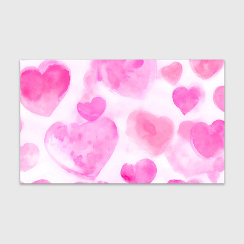 Бумага для упаковки Розовые сердечки акварель / 3D-принт – фото 1