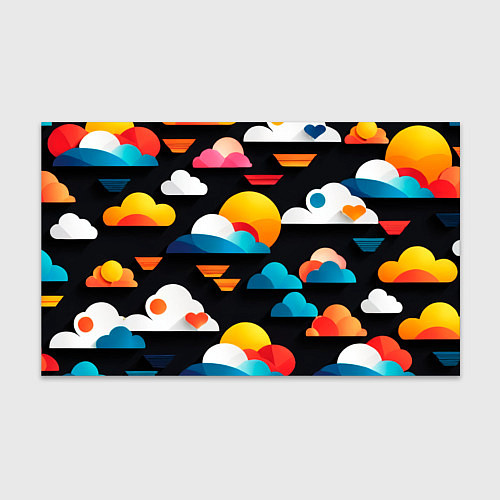 Бумага для упаковки Цветные облака в черном небе / 3D-принт – фото 1