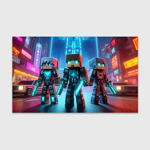 Бумага для упаковки Minecraft - ai art neon / 3D-принт – фото 1