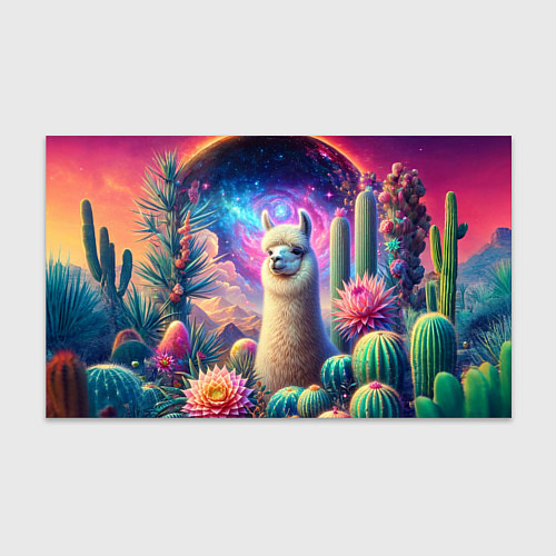 Бумага для упаковки Альпака в кактусах и портал / 3D-принт – фото 1