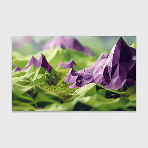 Бумага для упаковки Геометрический пейзаж фиолетовый и зеленый / 3D-принт – фото 1