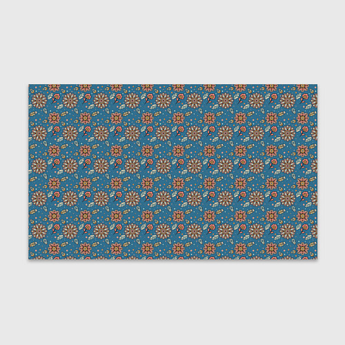 Бумага для упаковки Цветочный узор в стиле бохо на синем / 3D-принт – фото 1