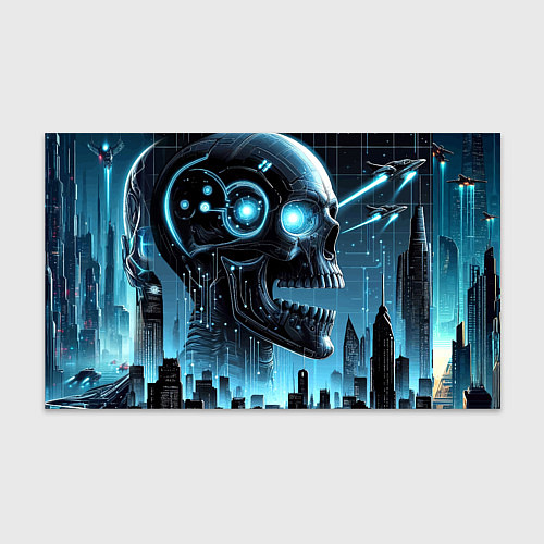 Бумага для упаковки Cyberpunk skull - metropolis neon glow / 3D-принт – фото 1