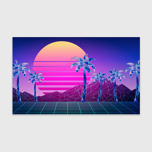 Бумага для упаковки Vaporwave неоновые горы и пальмы / 3D-принт – фото 1