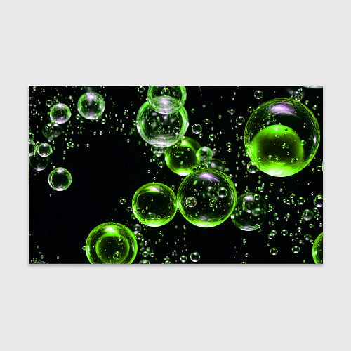 Бумага для упаковки Зеленые пузыри на черном / 3D-принт – фото 1