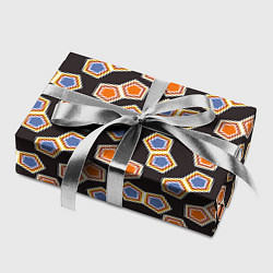 Бумага для упаковки Сине-оранжевая мозаика на черном, цвет: 3D-принт — фото 2