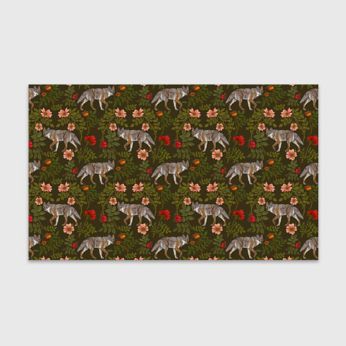 Бумага для упаковки Волки и шиповник / 3D-принт – фото 1