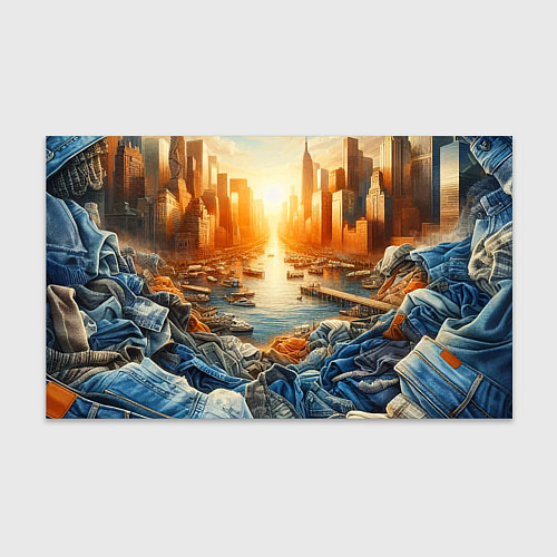 Бумага для упаковки Нью-Йорк с джинсовыми берегами - нейросеть / 3D-принт – фото 1