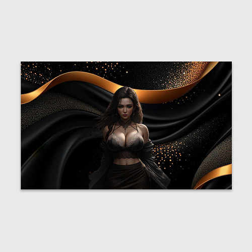 Бумага для упаковки Девушка с пышными формами в черном белье / 3D-принт – фото 1