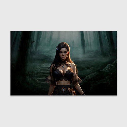 Бумага для упаковки Девушка в черном белье в загадочном лесу / 3D-принт – фото 1