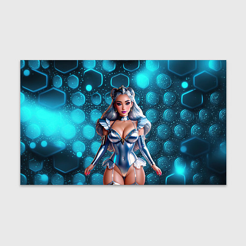 Бумага для упаковки Блондинка с аппетитными формами в блестящем костюм / 3D-принт – фото 1