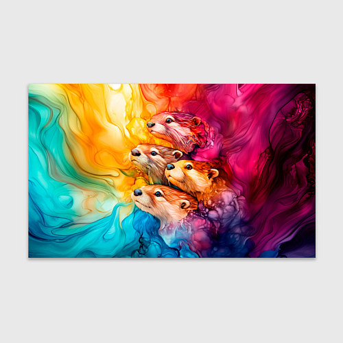 Бумага для упаковки Четыре выдры / 3D-принт – фото 1