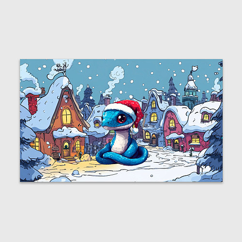 Бумага для упаковки Синяя змея в новогоднем городе / 3D-принт – фото 1