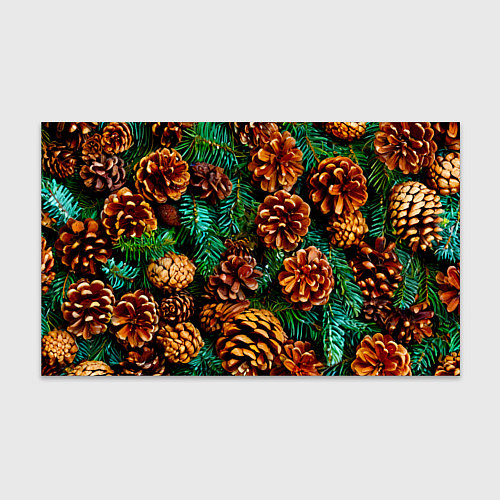 Бумага для упаковки Елочные ветки с шишками / 3D-принт – фото 1