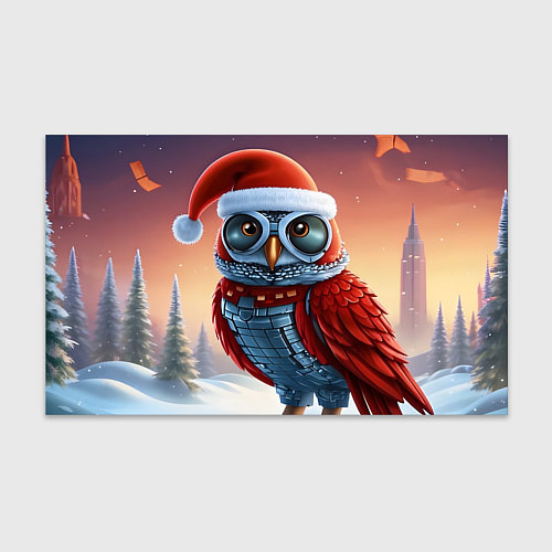 Бумага для упаковки Новогодняя кибер сова / 3D-принт – фото 1