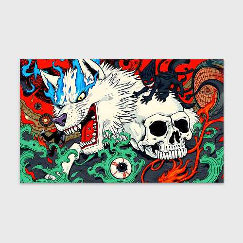 Бумага для упаковки Арт череп и волк / 3D-принт – фото 1