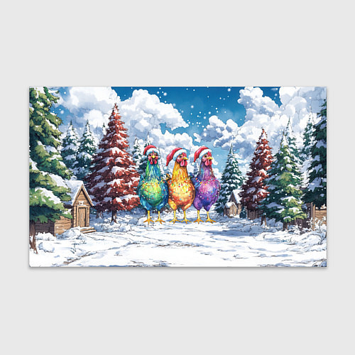 Бумага для упаковки Новогодние петухи / 3D-принт – фото 1