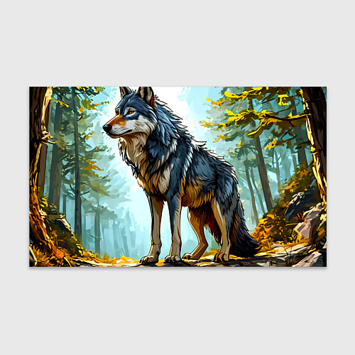 Бумага для упаковки Серый волк в лесу / 3D-принт – фото 1