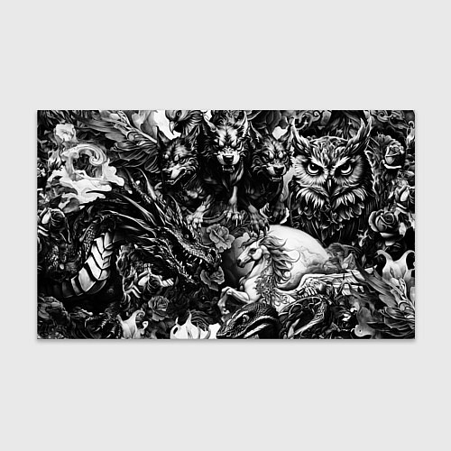 Бумага для упаковки Дракон и другие мифические существа в стиле тату / 3D-принт – фото 1