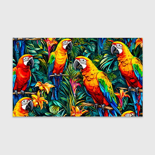 Бумага для упаковки Попугайчики ара в джунглях / 3D-принт – фото 1